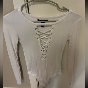 White forever 21 criss cross bodysuit